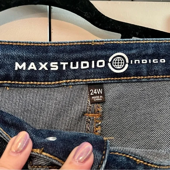 Max Studio Indigo High Rise Ankle Skinny Jeans - Picture 4 of 7